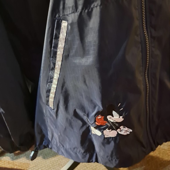 NEW Size Large Mickey Mouse Navy Blue Windbreaker with tuck in hood - Picture 8 of 10